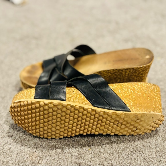 Black Leather Slide Sandals - Picture 3 of 3